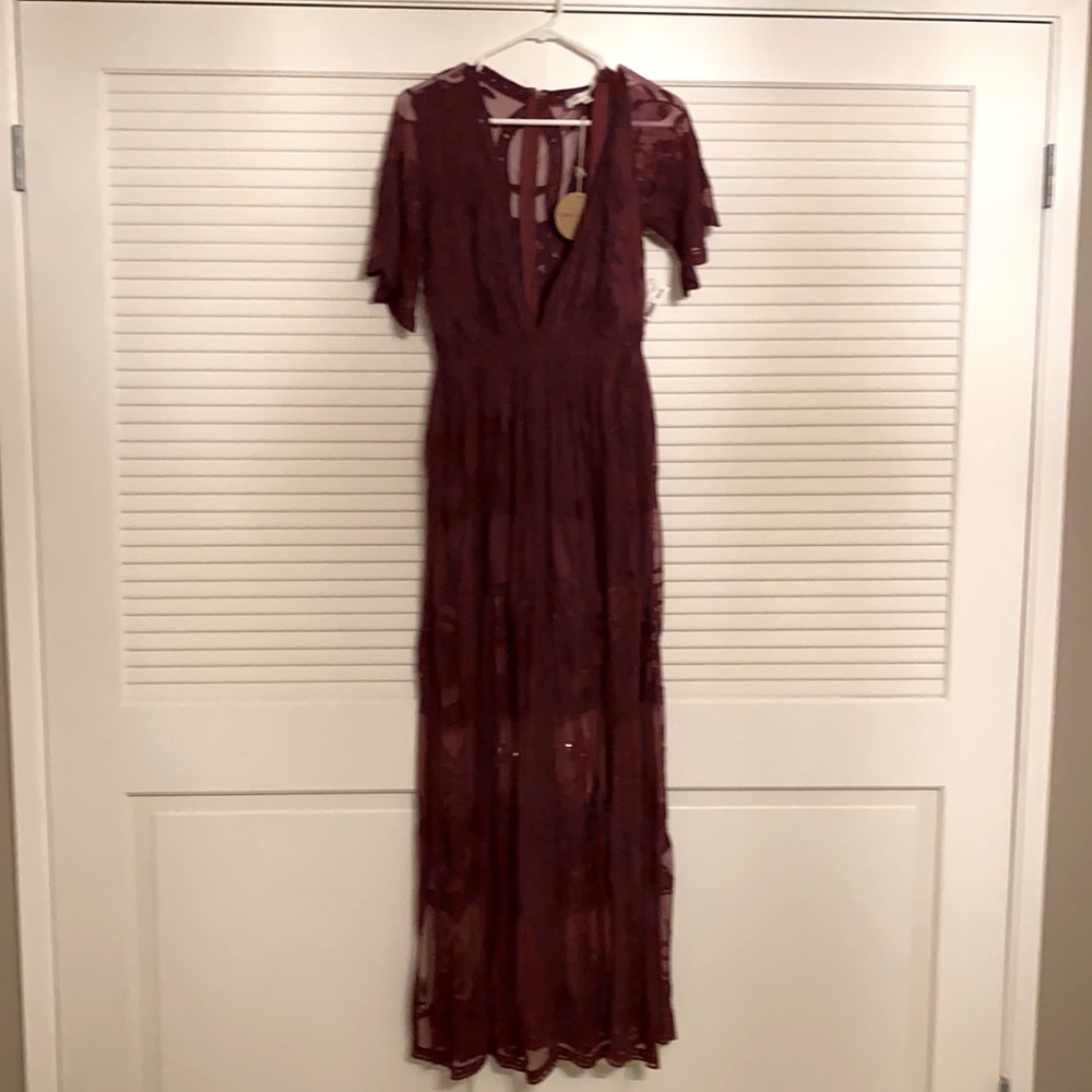 Brand new lace maxi dress with romper